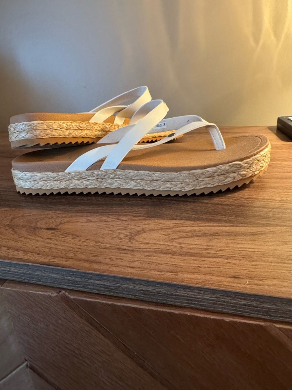 Reef White Braided Espadrille Platform Flip Flop Sandals